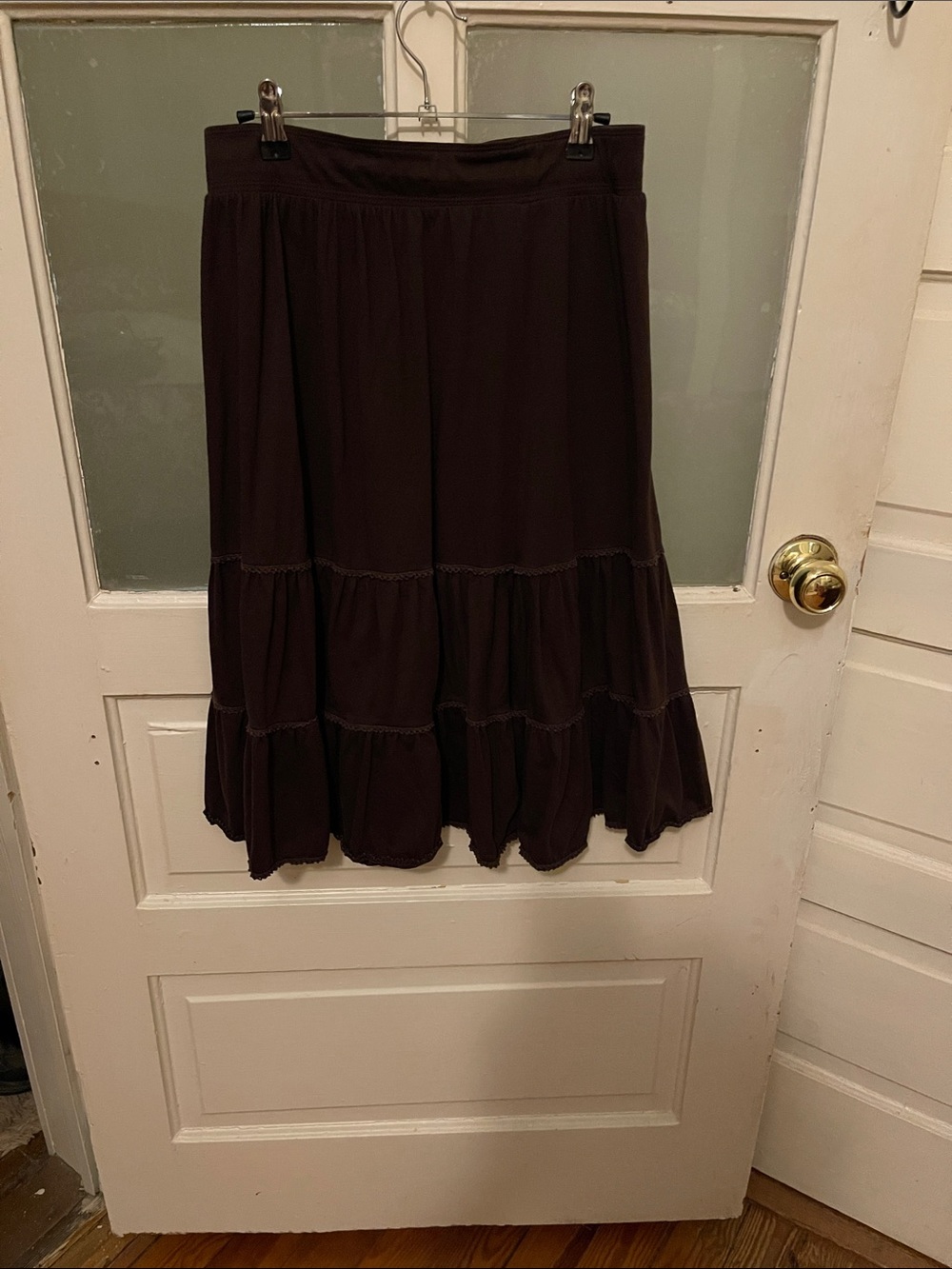 Covington Tiered Midi Skirt in Dark Brown